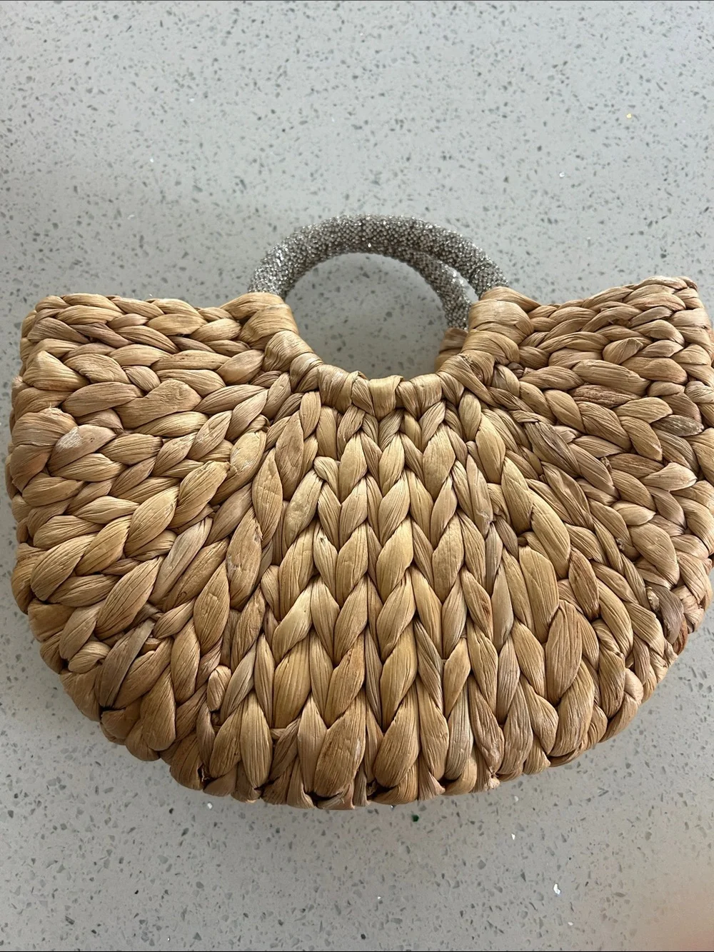 Target Natural Straw Tote with Silver Glitter Handle - Picture 2 of 4